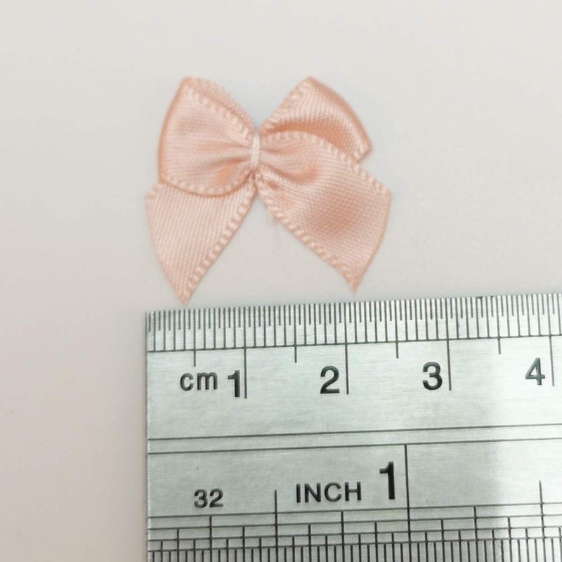 Chenkou Craft 60pcs Mini Satin Ribbon Bows Flowers 1" x3/4" Appliques DIY Craft (Peach) - Image 3